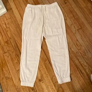 White Linen Joggers